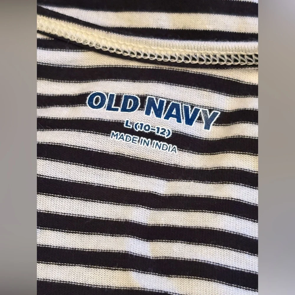 Kids Old Navy Black and White Striped Dress